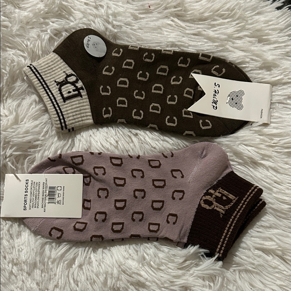 Stylish Brown and Purple Patterned Socks